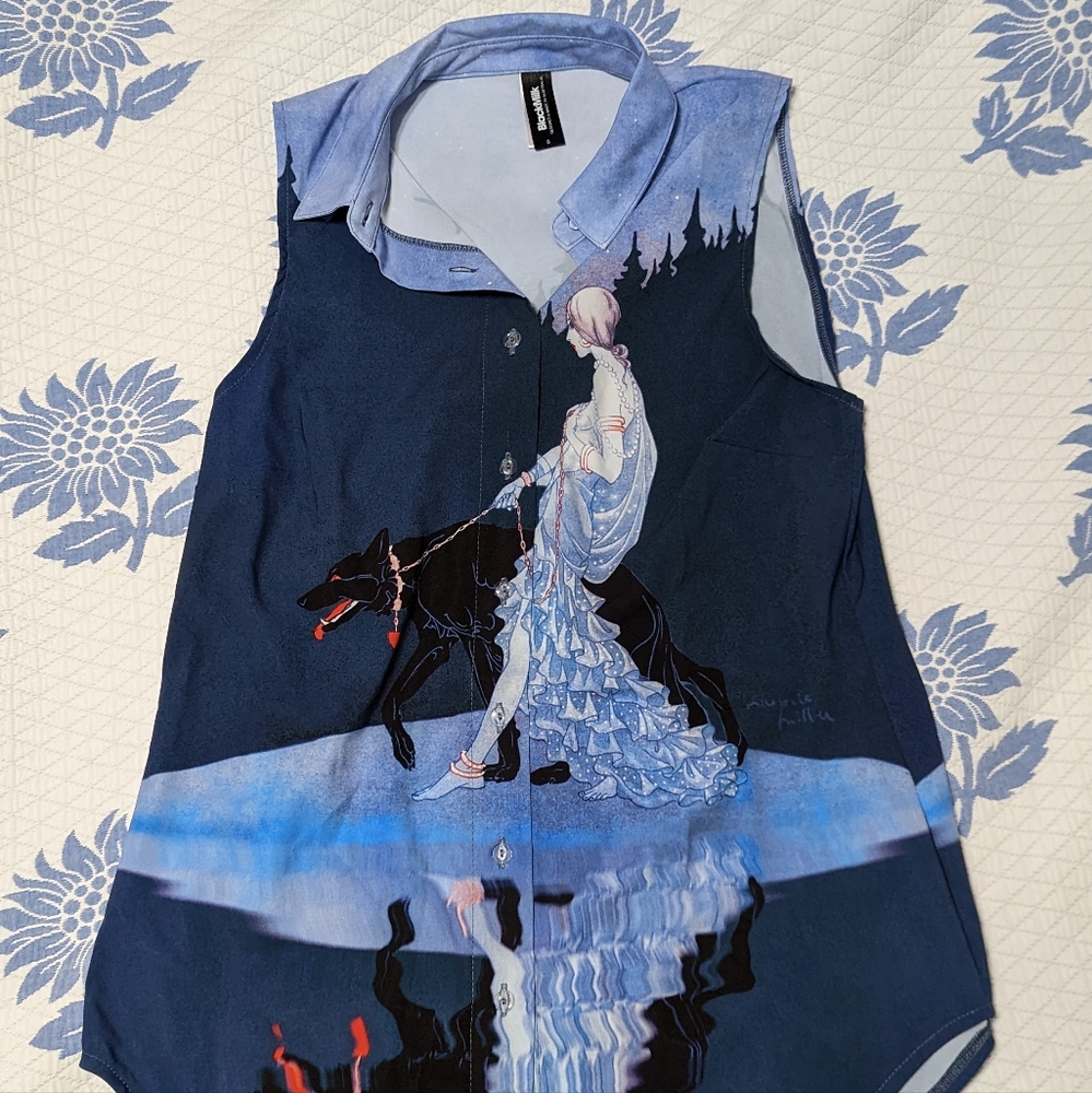 NWOT Blackmilk Queen of the Night Button Down Tank